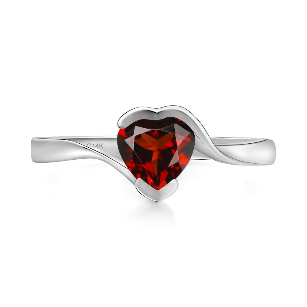 Heart Garnet Solitaire Engagement Ring - LUO Jewelry #metal_14k white gold