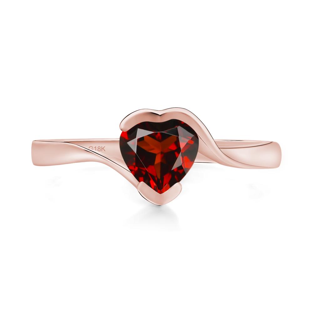 Heart Garnet Solitaire Engagement Ring - LUO Jewelry #metal_18k rose gold