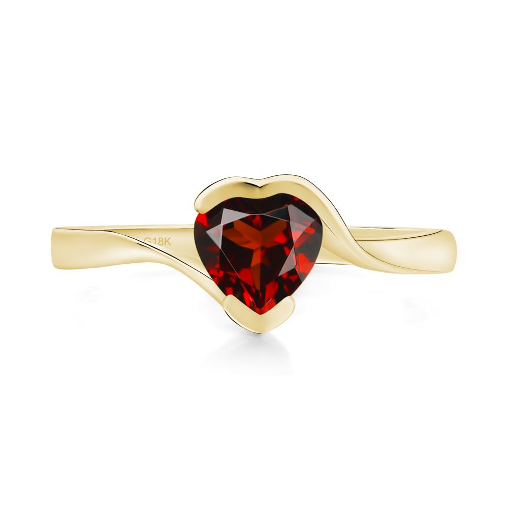 Heart Garnet Solitaire Engagement Ring - LUO Jewelry #metal_18k yellow gold