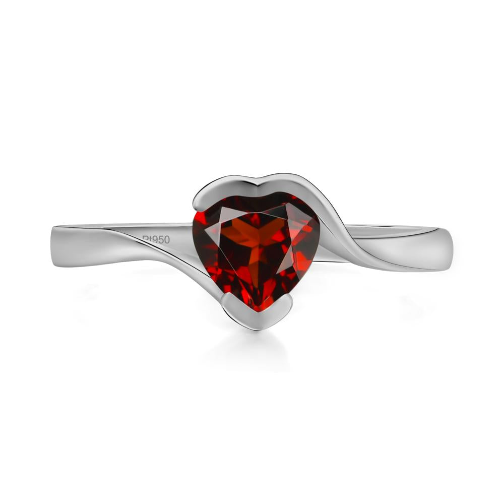 Heart Garnet Solitaire Engagement Ring - LUO Jewelry #metal_platinum