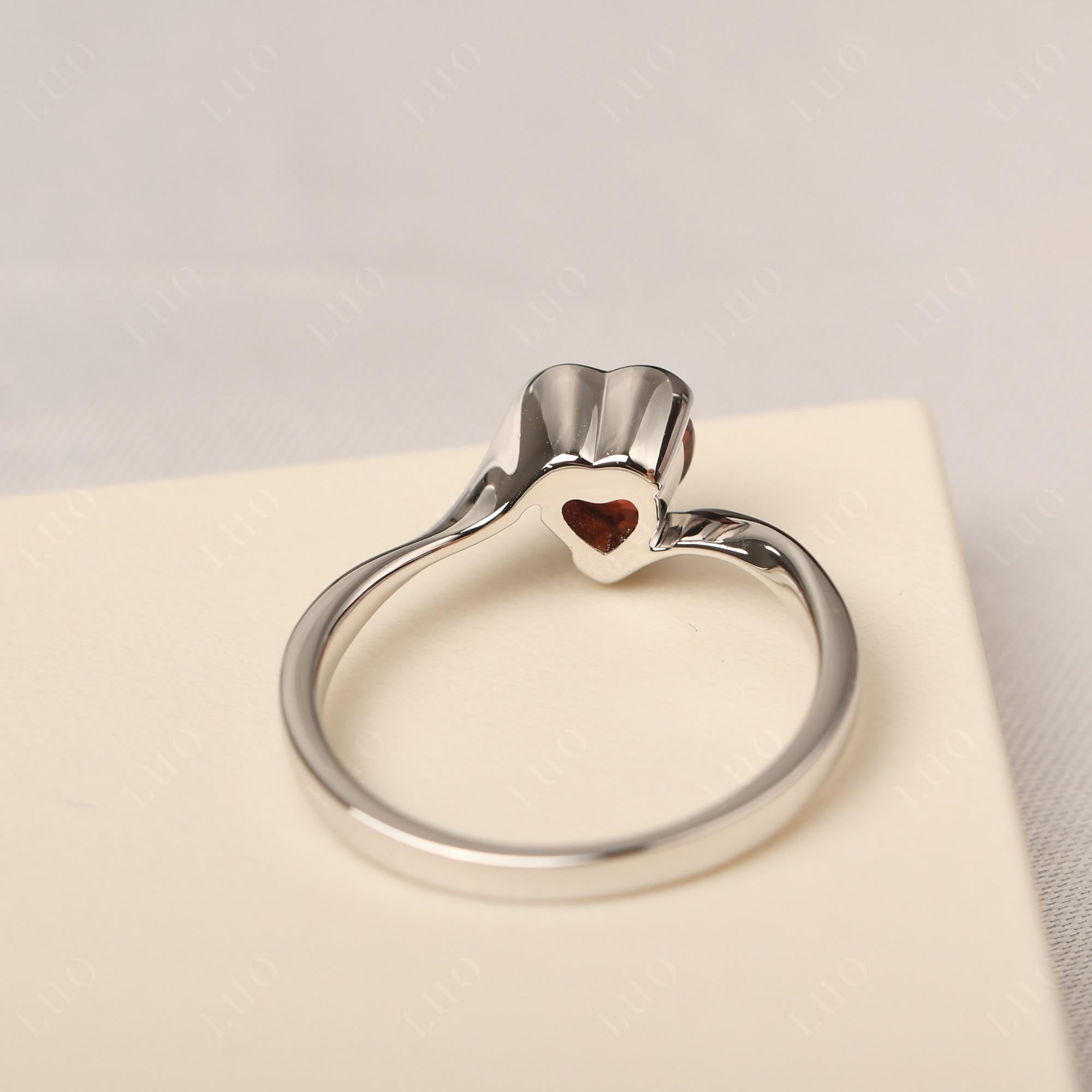 Heart Garnet Solitaire Engagement Ring - LUO Jewelry
