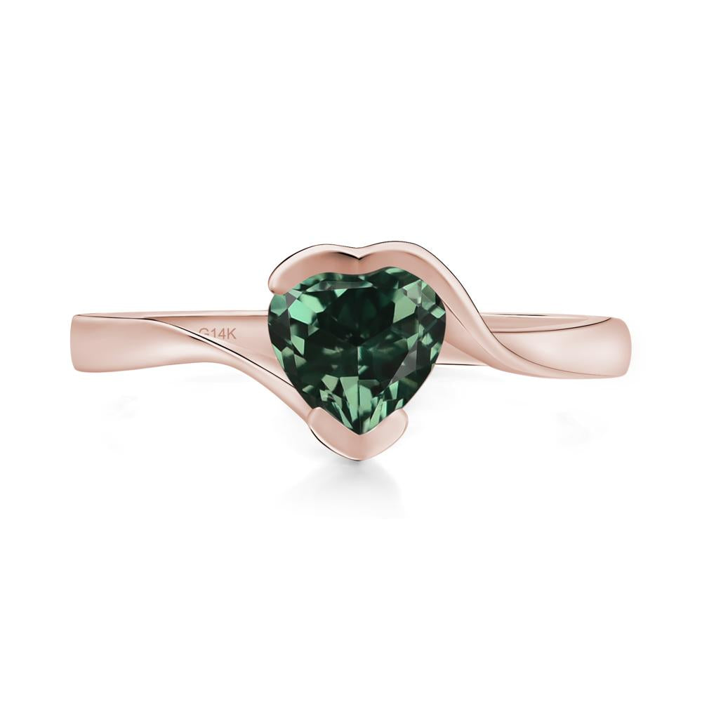 Heart Green Sapphire Solitaire Engagement Ring - LUO Jewelry #metal_14k rose gold