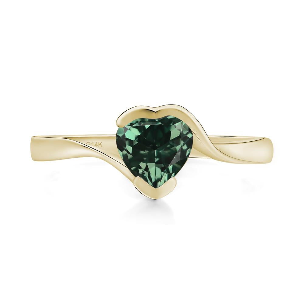 Heart Green Sapphire Solitaire Engagement Ring - LUO Jewelry #metal_14k yellow gold