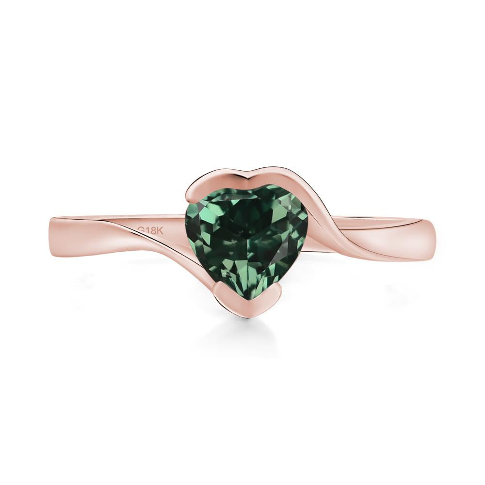 Heart Green Sapphire Solitaire Engagement Ring - LUO Jewelry #metal_18k rose gold