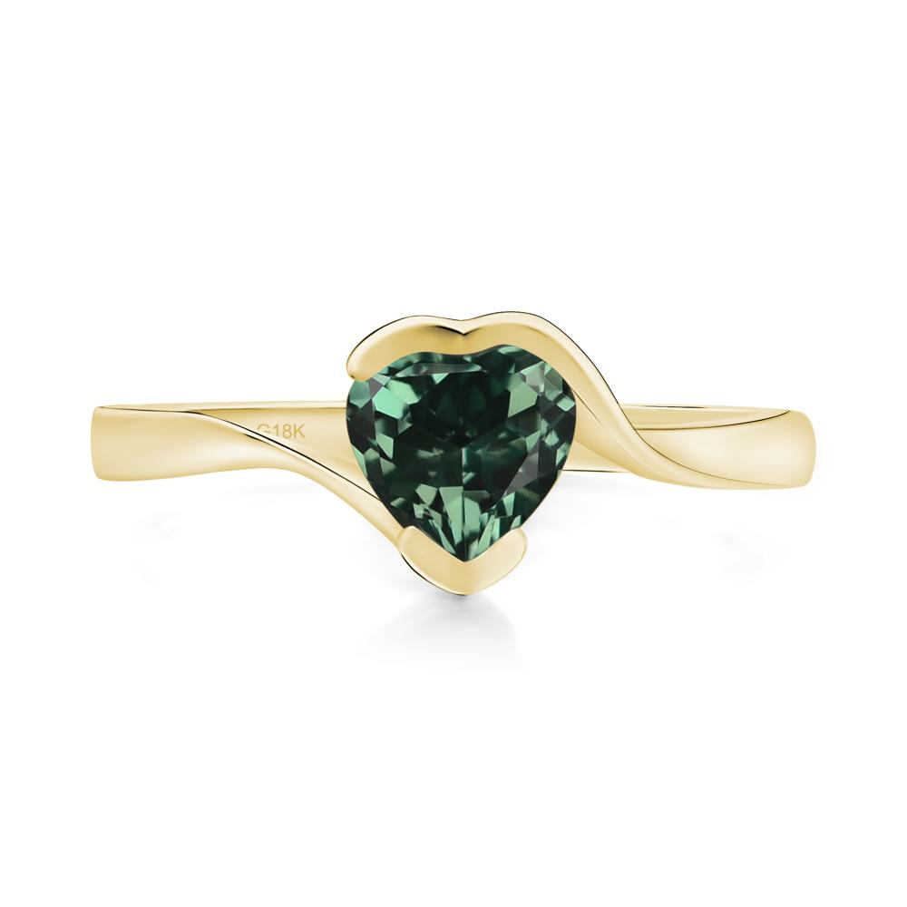 Heart Green Sapphire Solitaire Engagement Ring - LUO Jewelry #metal_18k yellow gold