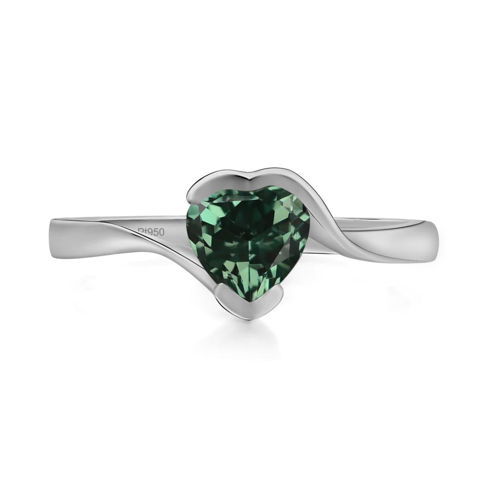 Heart Green Sapphire Solitaire Engagement Ring - LUO Jewelry #metal_platinum