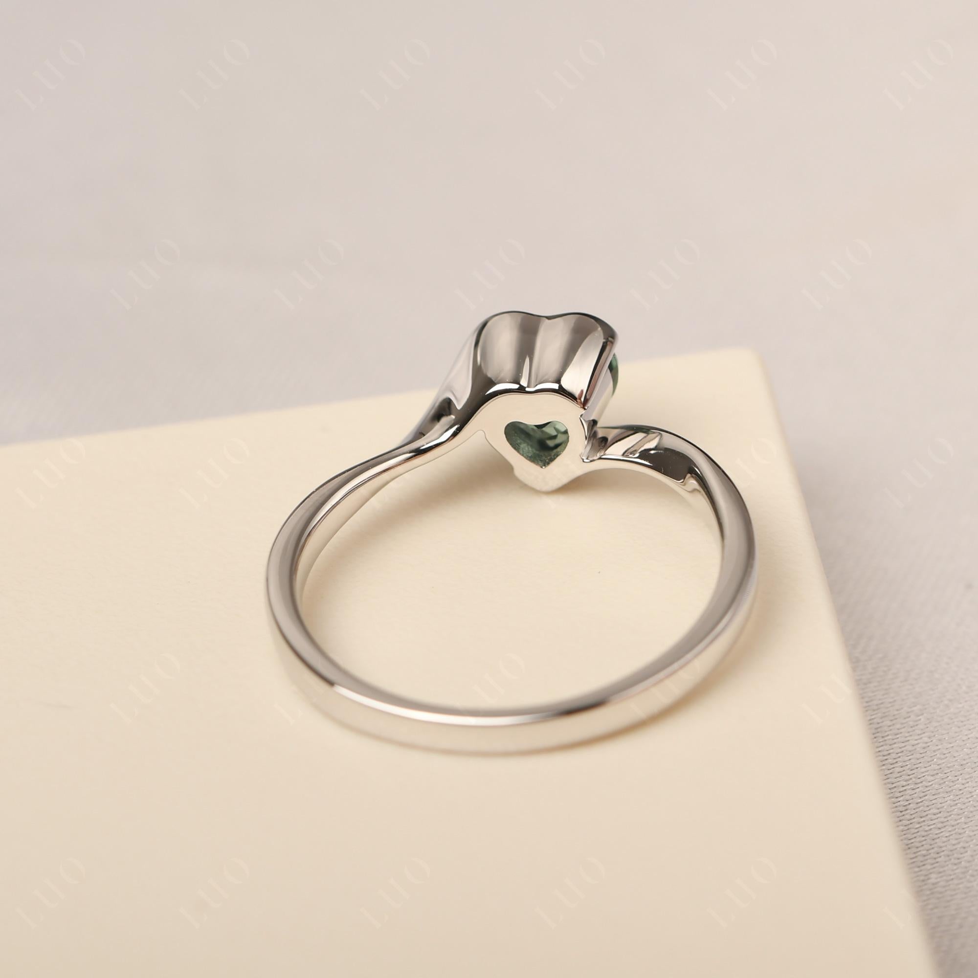 Heart Green Sapphire Solitaire Engagement Ring - LUO Jewelry