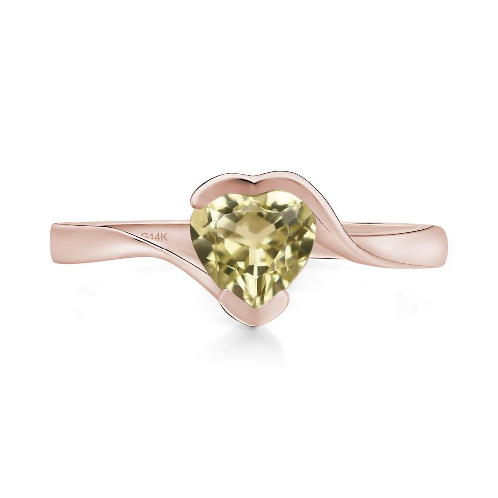 Heart Lemon Quartz Solitaire Engagement Ring - LUO Jewelry #metal_14k rose gold