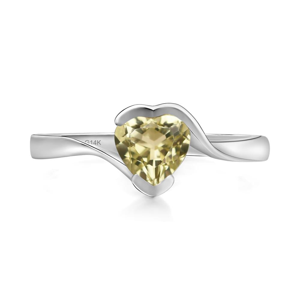 Heart Lemon Quartz Solitaire Engagement Ring - LUO Jewelry #metal_14k white gold