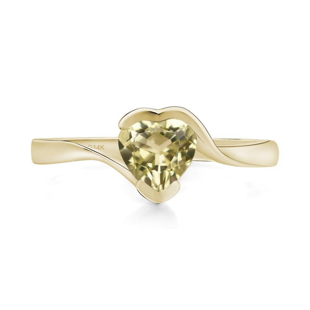 Heart Lemon Quartz Solitaire Engagement Ring - LUO Jewelry #metal_14k yellow gold