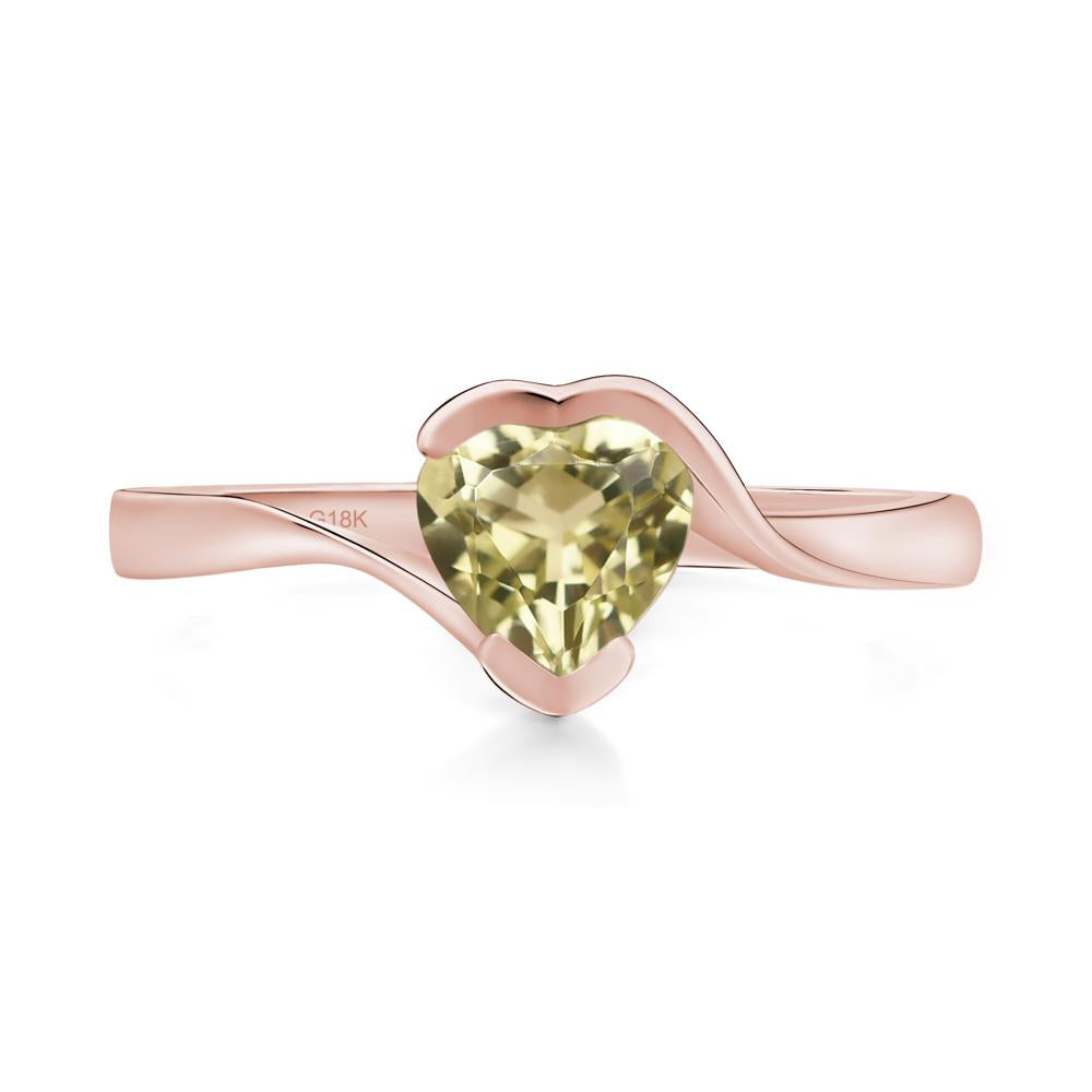 Heart Lemon Quartz Solitaire Engagement Ring - LUO Jewelry #metal_18k rose gold