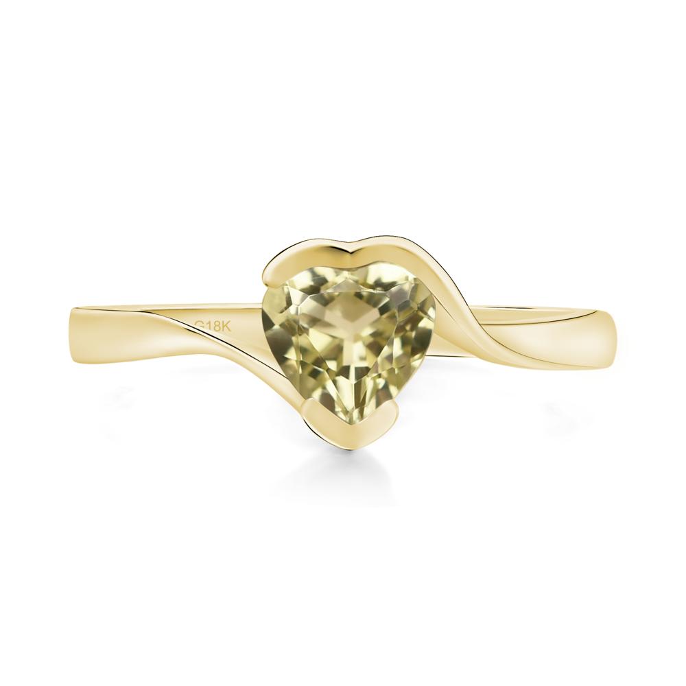 Heart Lemon Quartz Solitaire Engagement Ring - LUO Jewelry #metal_18k yellow gold