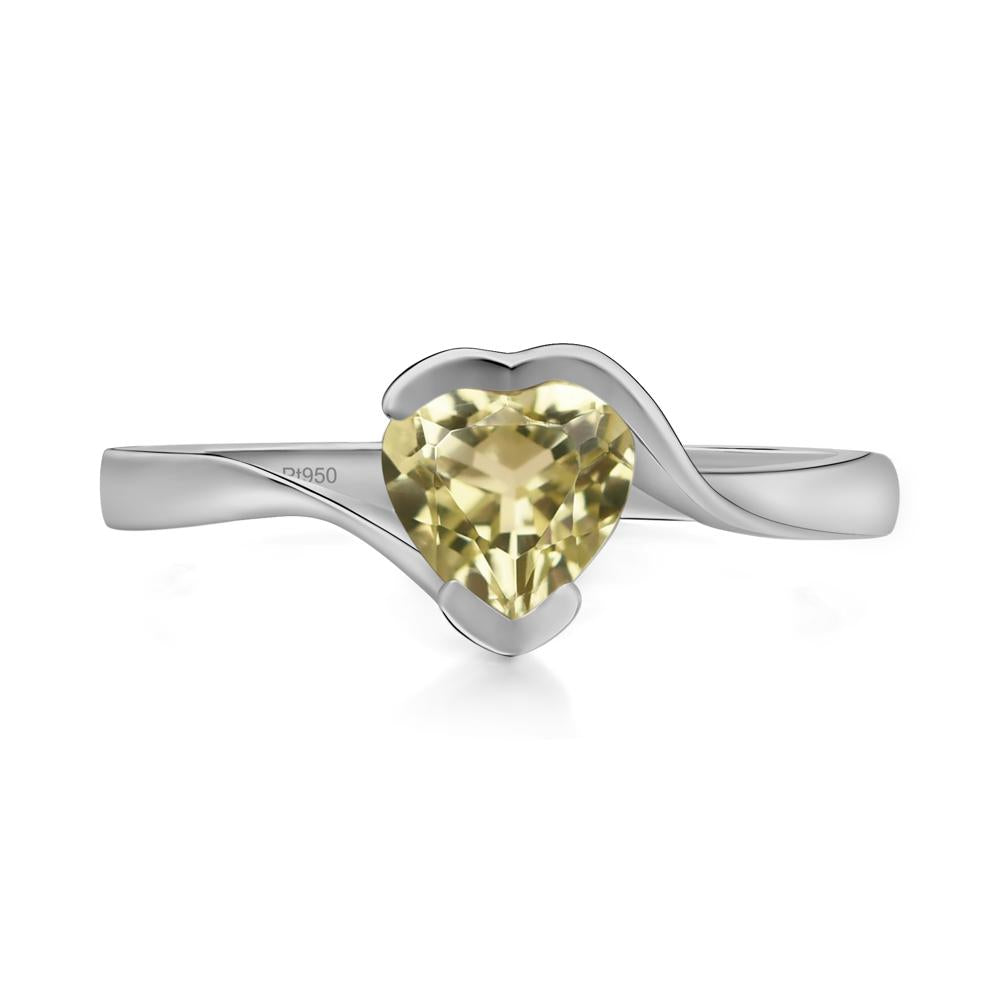 Heart Lemon Quartz Solitaire Engagement Ring - LUO Jewelry #metal_platinum