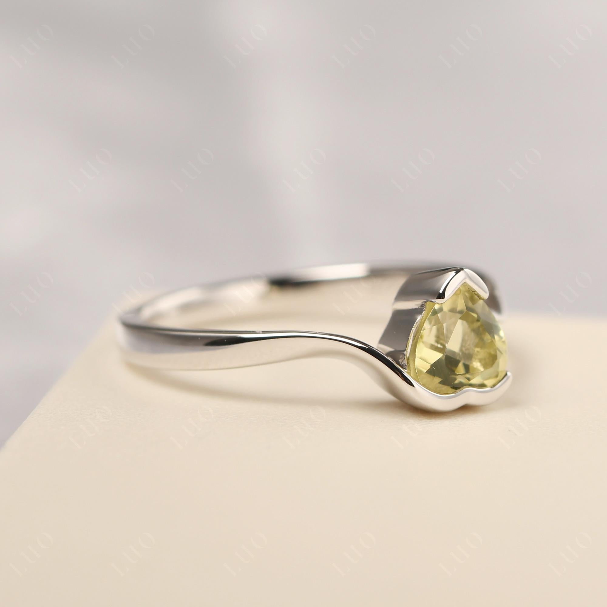 Heart Lemon Quartz Solitaire Engagement Ring - LUO Jewelry