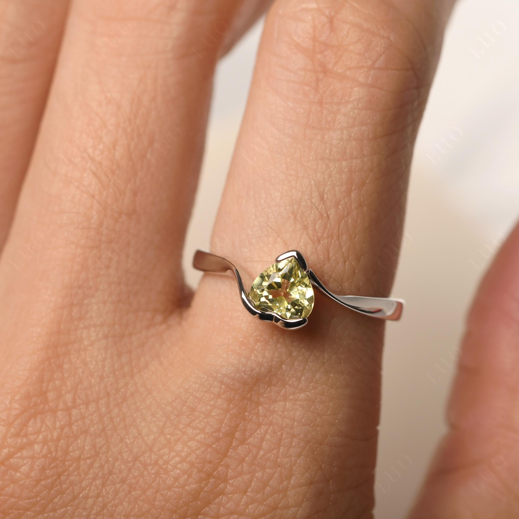Heart Lemon Quartz Solitaire Engagement Ring - LUO Jewelry