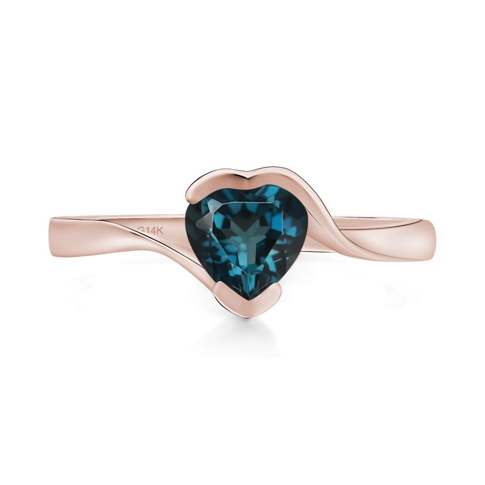 Heart London Blue Topaz Solitaire Engagement Ring - LUO Jewelry #metal_14k rose gold