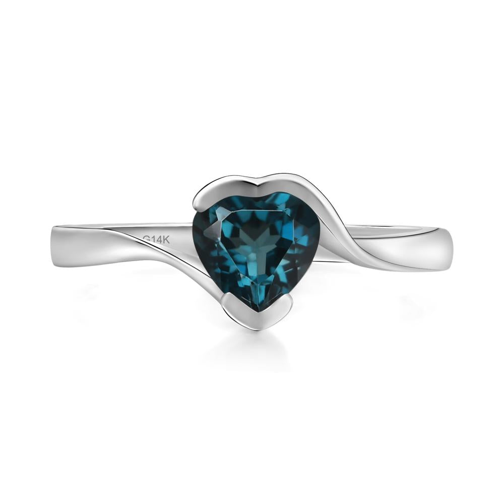 Heart London Blue Topaz Solitaire Engagement Ring - LUO Jewelry #metal_14k white gold