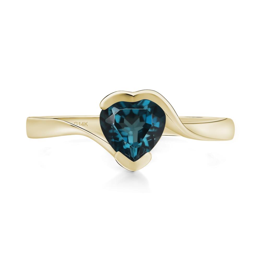 Heart London Blue Topaz Solitaire Engagement Ring - LUO Jewelry #metal_14k yellow gold