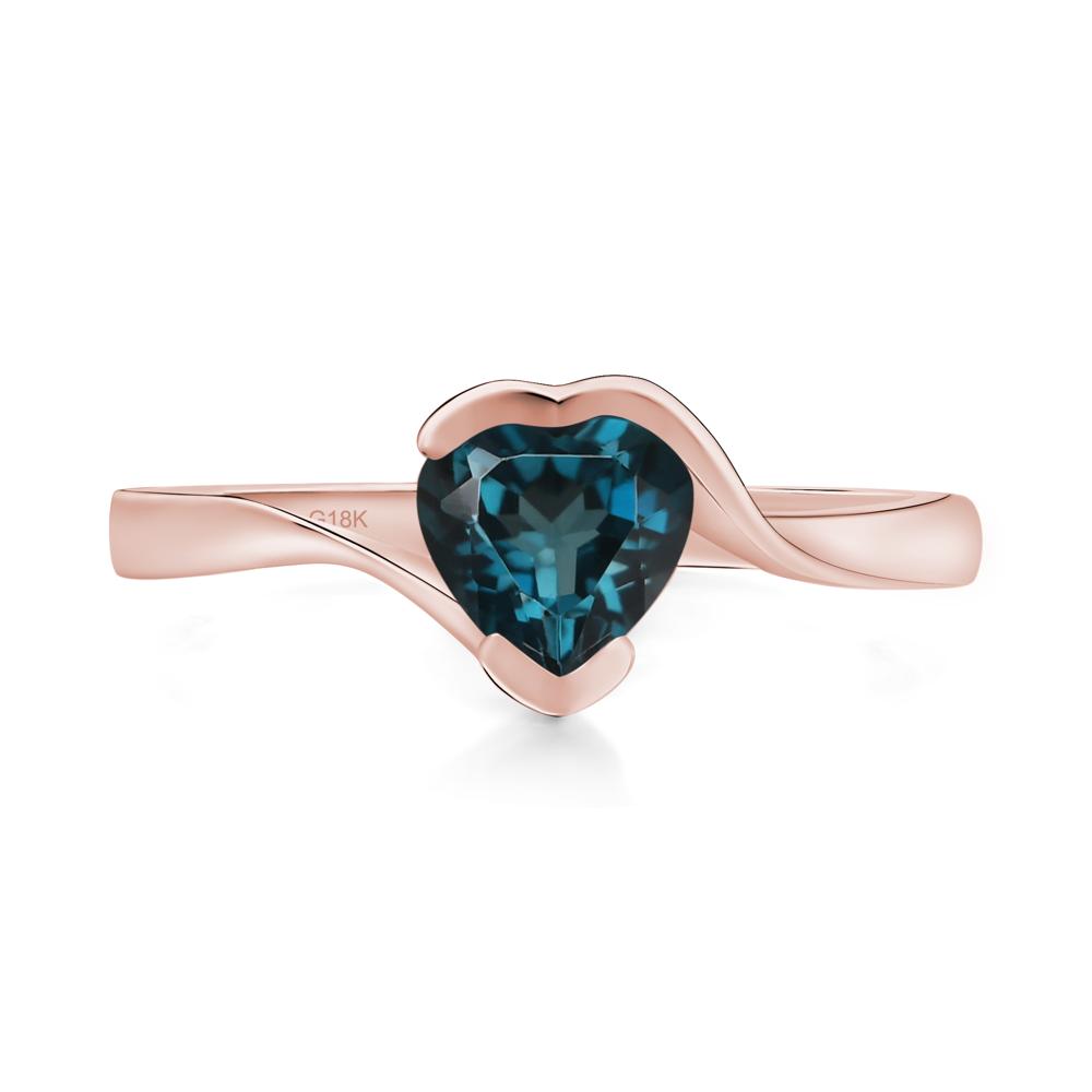 Heart London Blue Topaz Solitaire Engagement Ring - LUO Jewelry #metal_18k rose gold