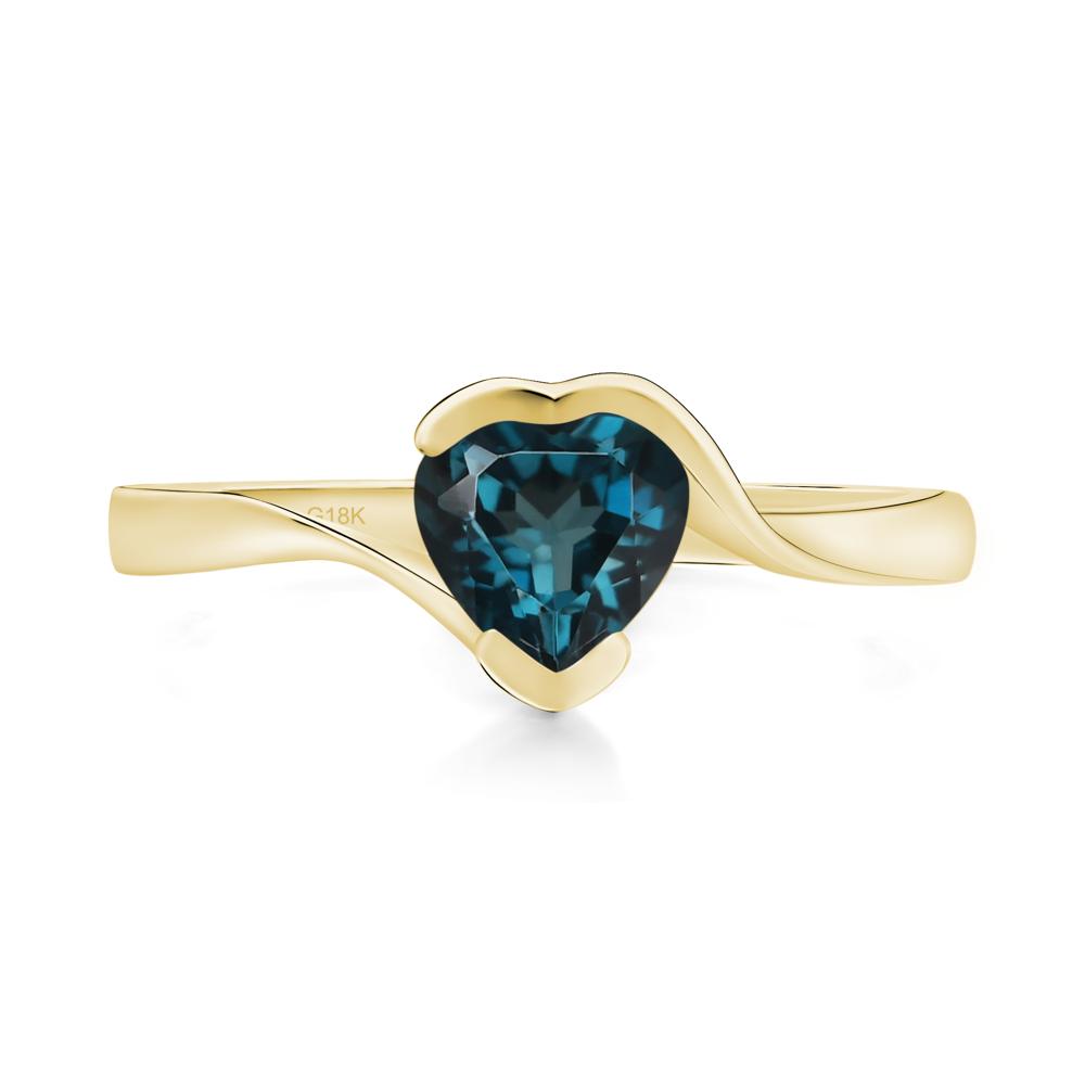 Heart London Blue Topaz Solitaire Engagement Ring - LUO Jewelry #metal_18k yellow gold