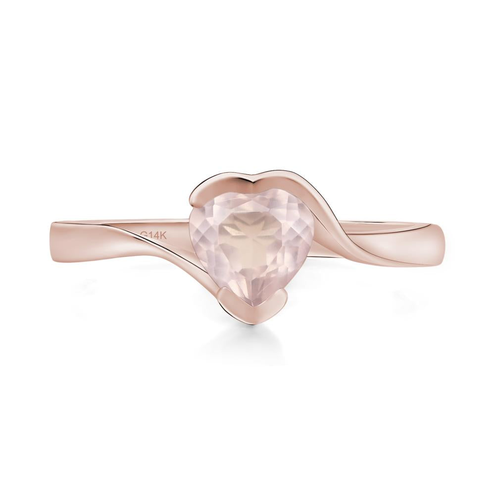 Heart Rose Quartz Solitaire Engagement Ring - LUO Jewelry #metal_14k rose gold