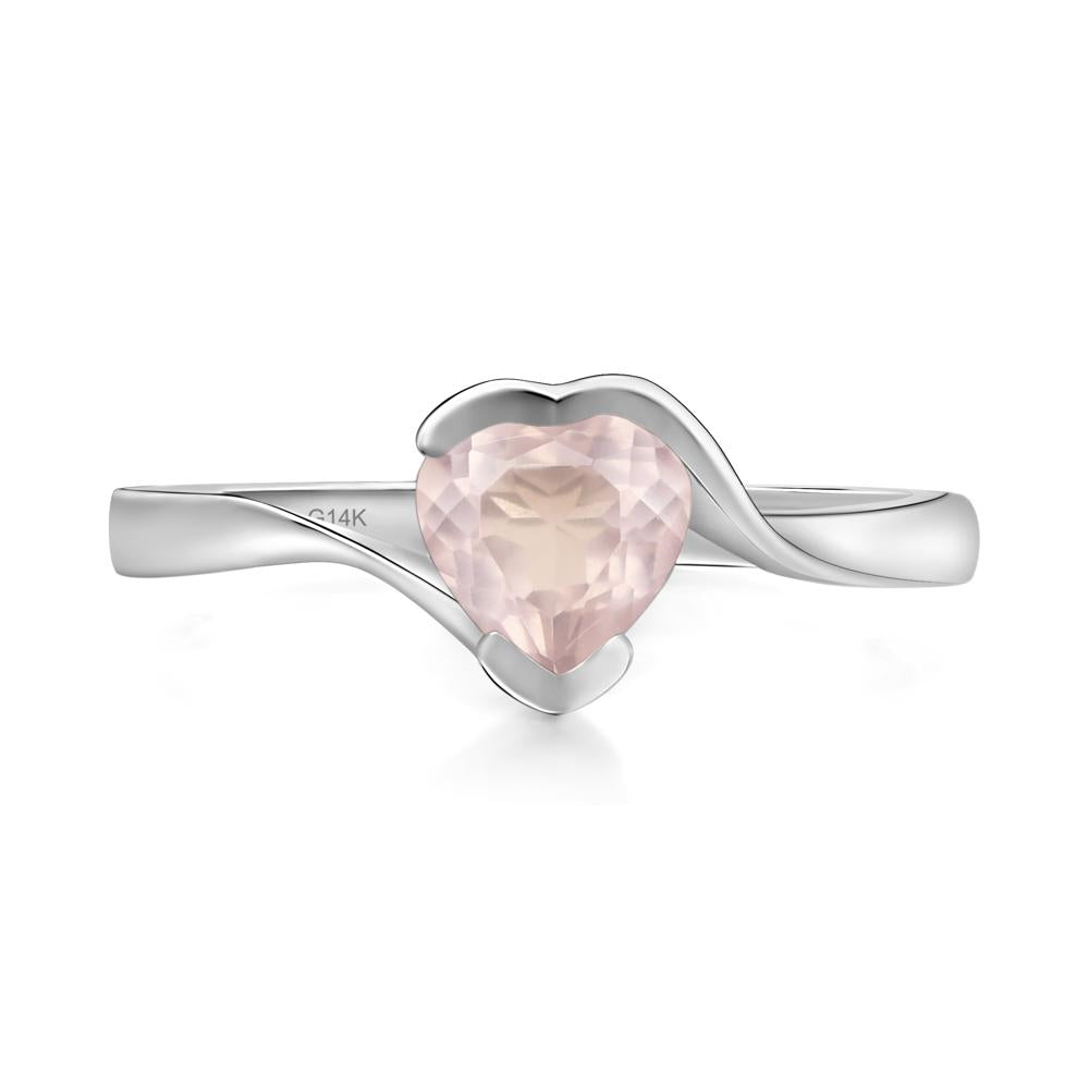 Heart Rose Quartz Solitaire Engagement Ring - LUO Jewelry #metal_14k white gold