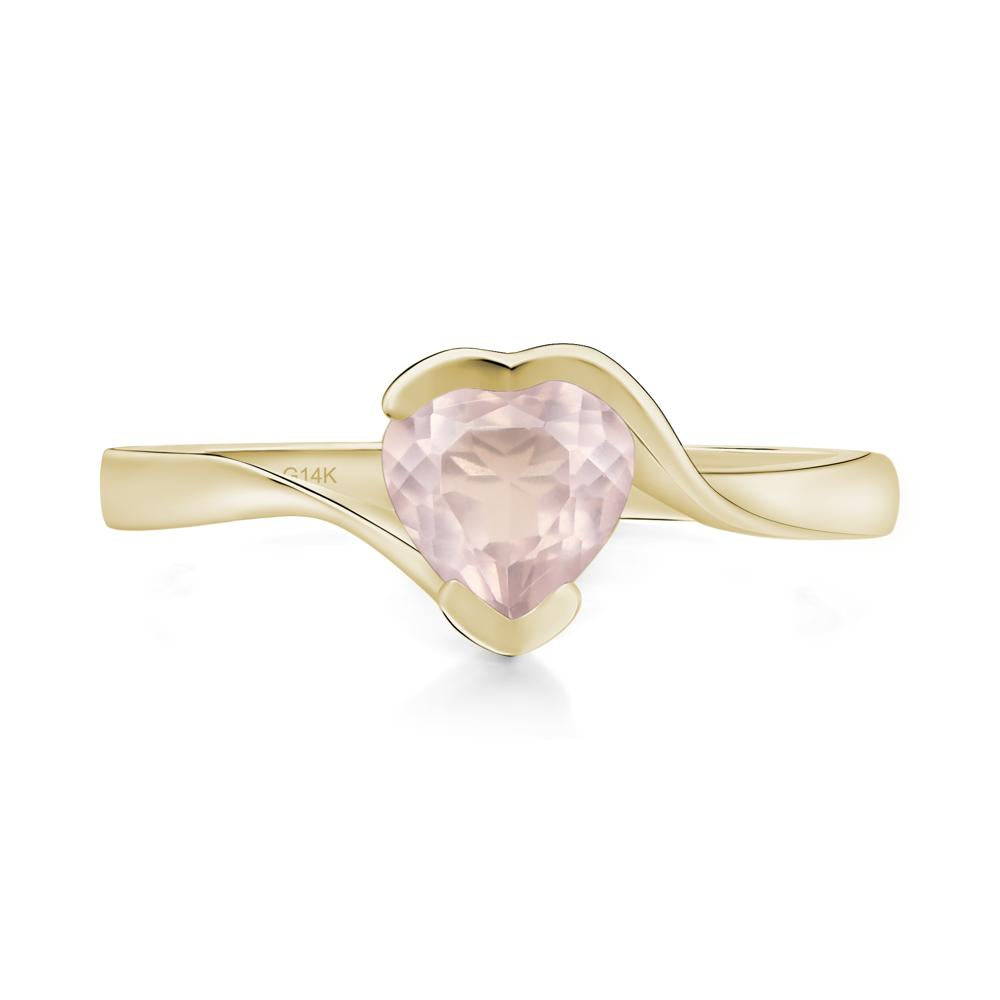 Heart Rose Quartz Solitaire Engagement Ring - LUO Jewelry #metal_14k yellow gold