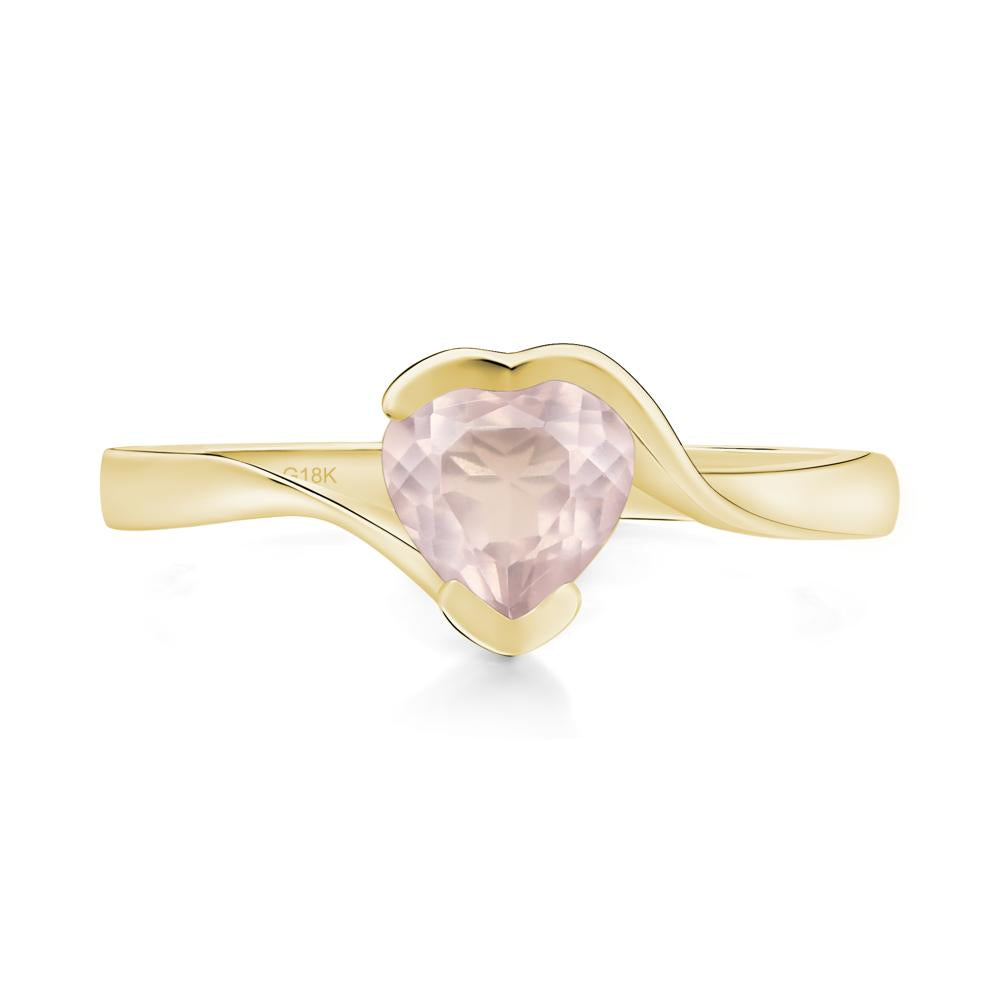 Heart Rose Quartz Solitaire Engagement Ring - LUO Jewelry #metal_18k yellow gold