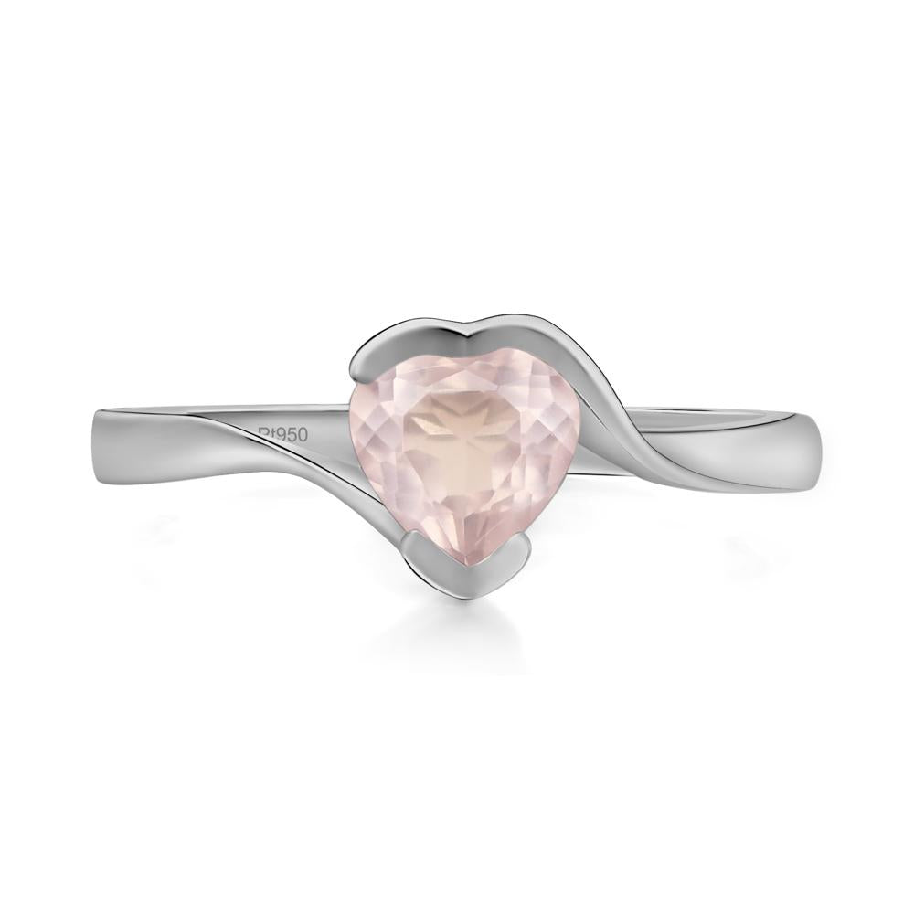 Heart Rose Quartz Solitaire Engagement Ring - LUO Jewelry #metal_platinum