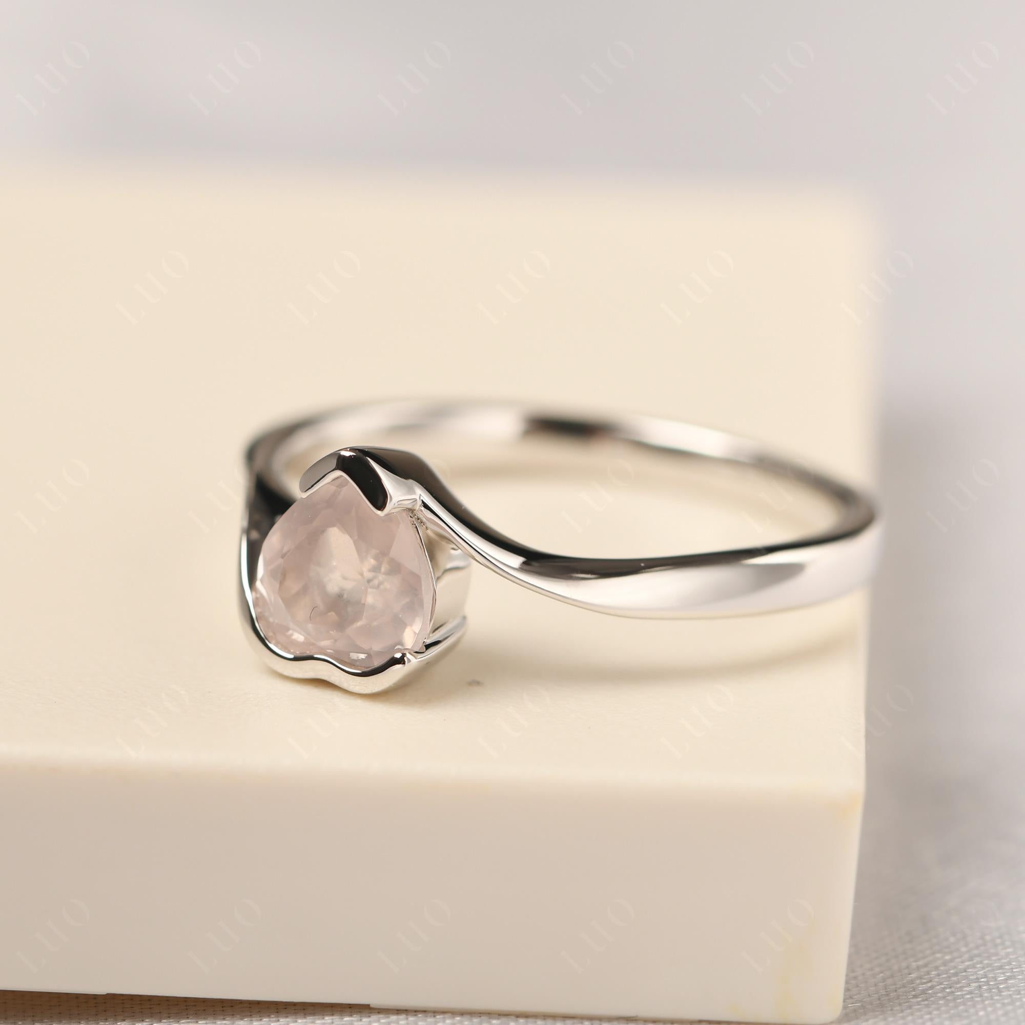 Heart Rose Quartz Solitaire Engagement Ring - LUO Jewelry