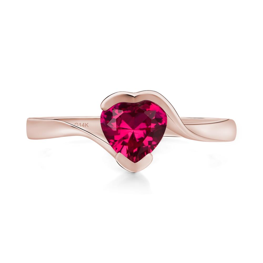 Heart Ruby Solitaire Engagement Ring - LUO Jewelry #metal_14k rose gold