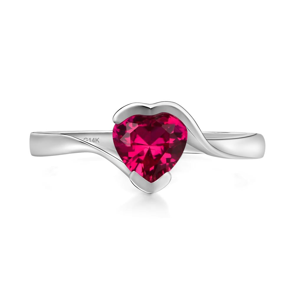 Heart Ruby Solitaire Engagement Ring - LUO Jewelry #metal_14k white gold