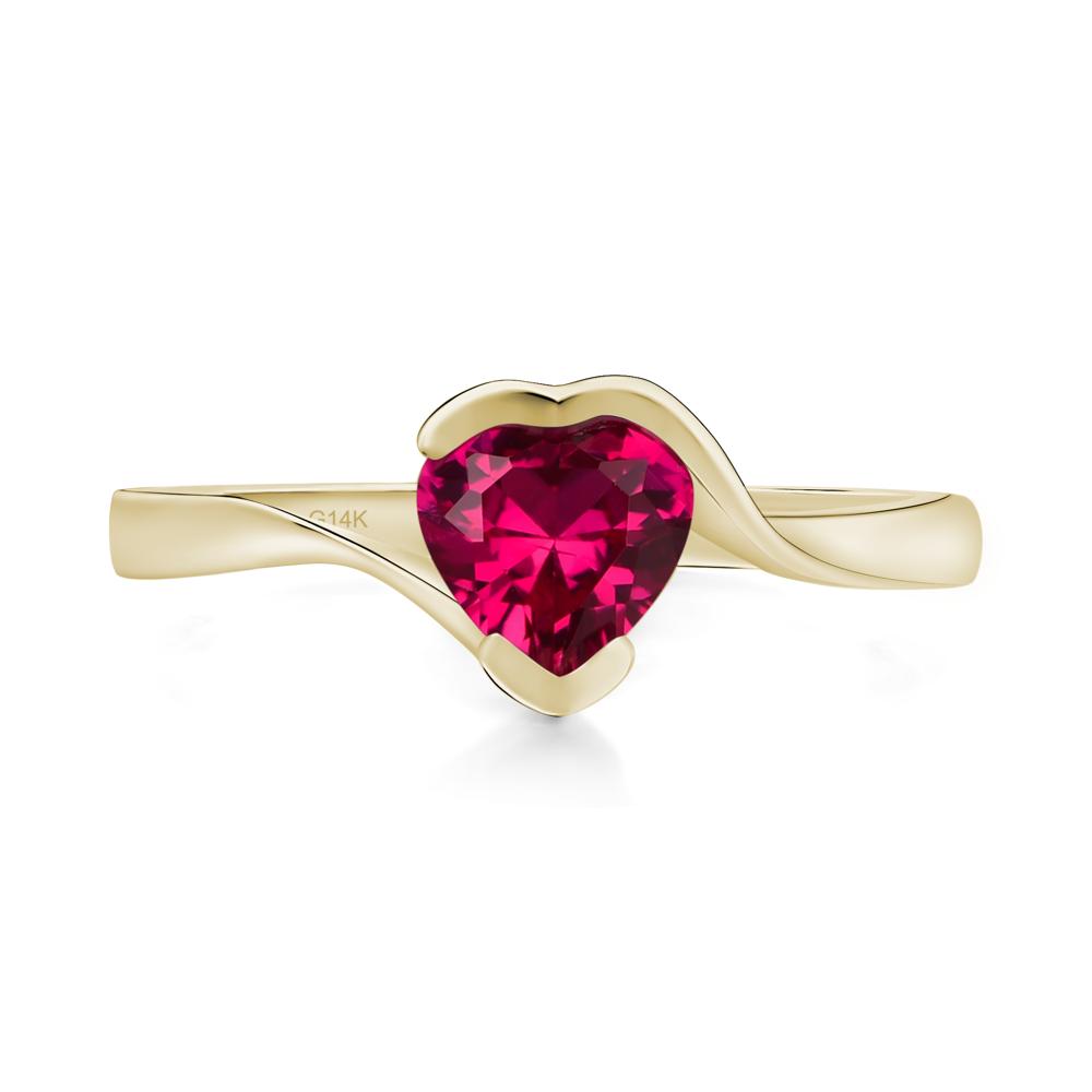 Heart Ruby Solitaire Engagement Ring - LUO Jewelry #metal_14k yellow gold