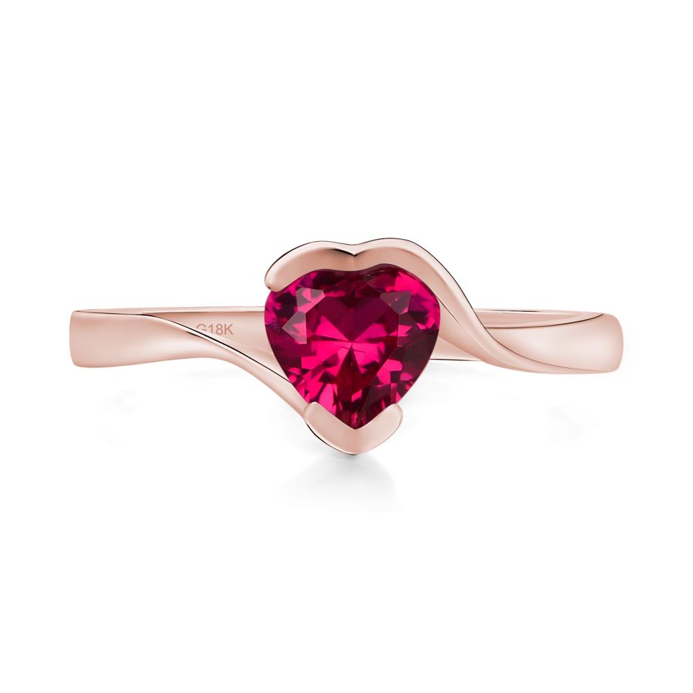 Heart Ruby Solitaire Engagement Ring - LUO Jewelry #metal_18k rose gold