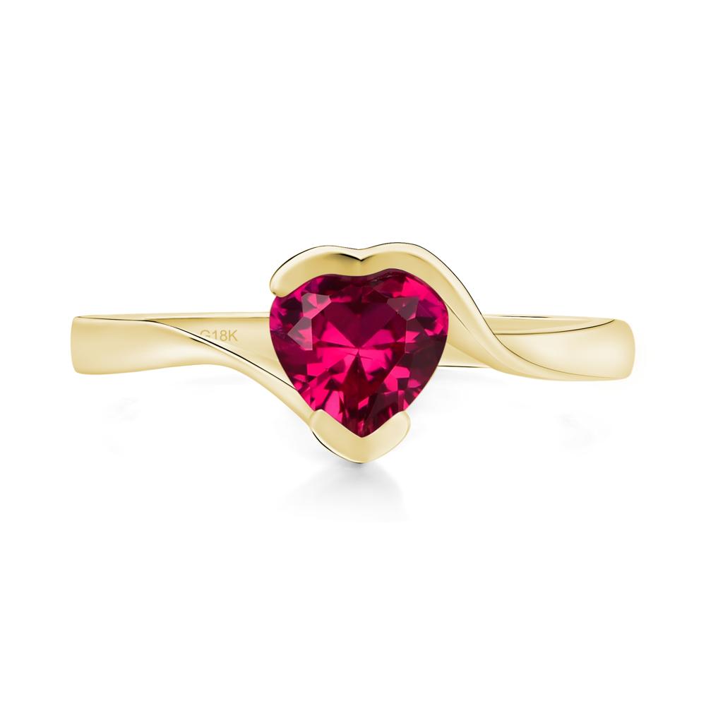 Heart Ruby Solitaire Engagement Ring - LUO Jewelry #metal_18k yellow gold
