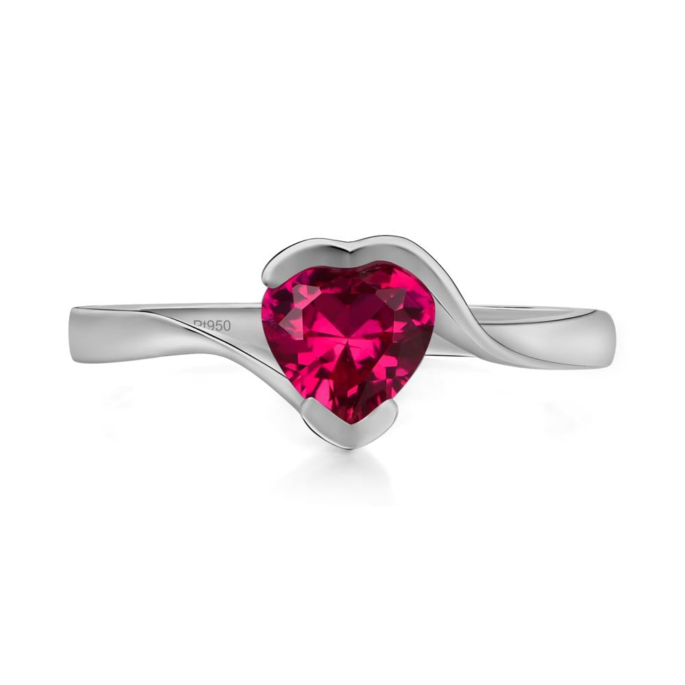 Heart Ruby Solitaire Engagement Ring - LUO Jewelry #metal_platinum