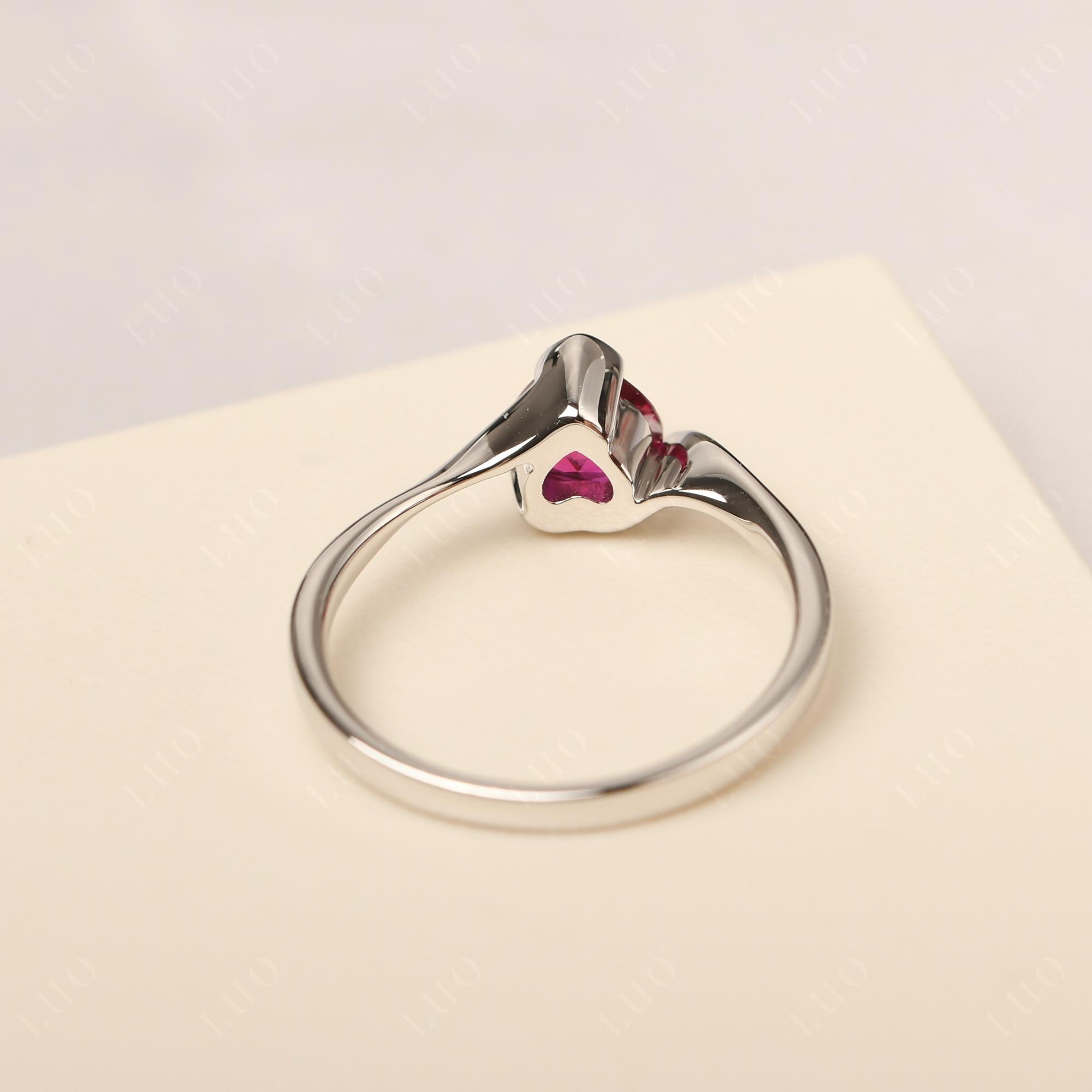 Heart Ruby Solitaire Engagement Ring - LUO Jewelry