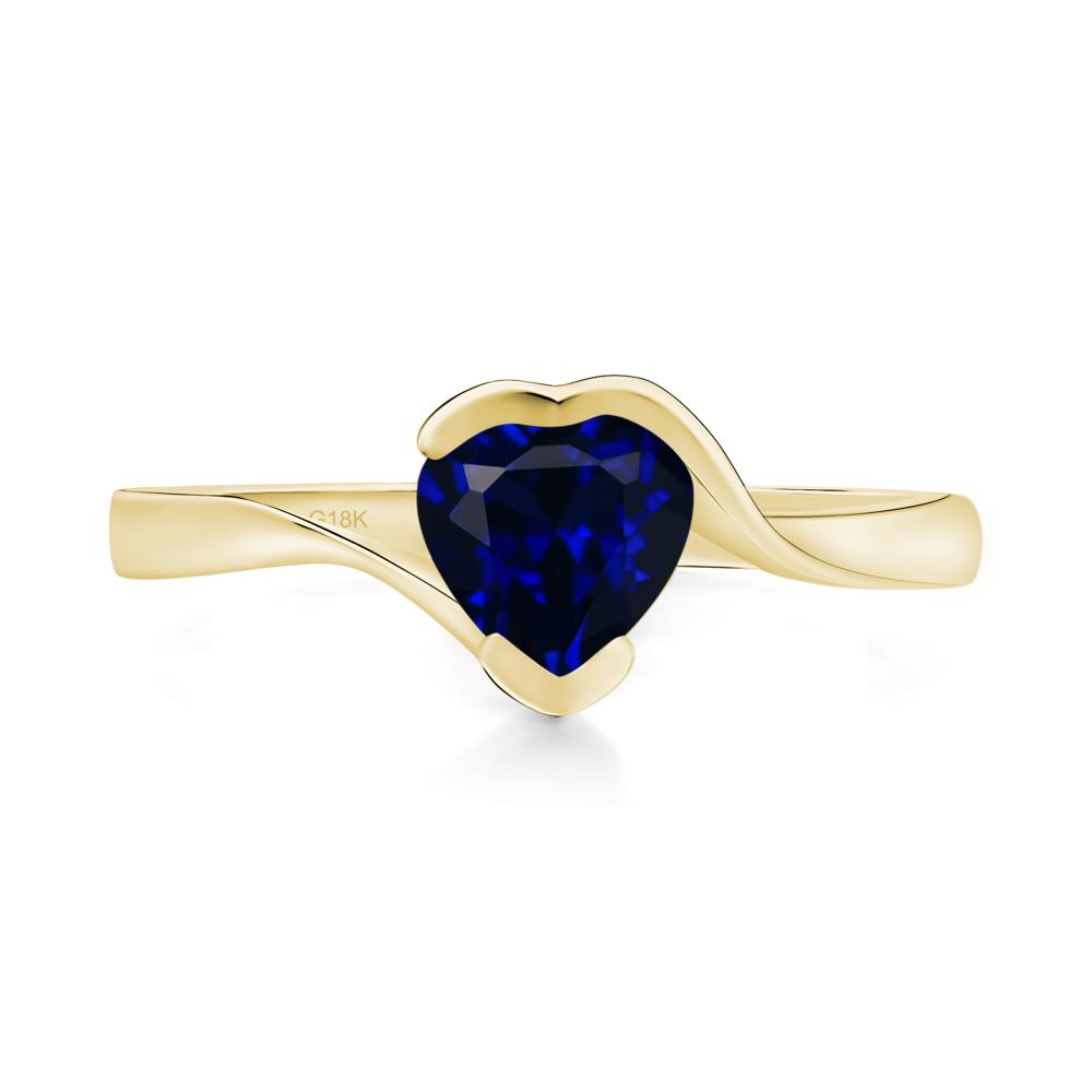 Heart Sapphire Solitaire Engagement Ring - LUO Jewelry #metal_18k yellow gold