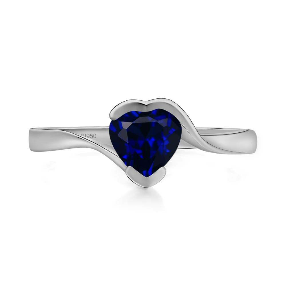 Heart Sapphire Solitaire Engagement Ring - LUO Jewelry #metal_platinum