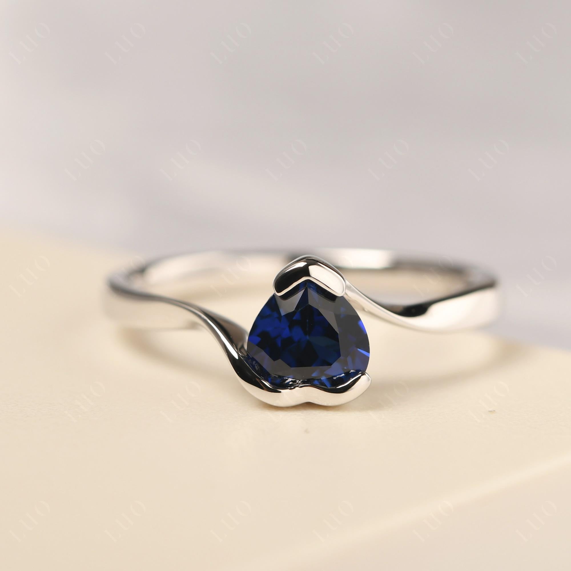 Heart Sapphire Solitaire Engagement Ring - LUO Jewelry