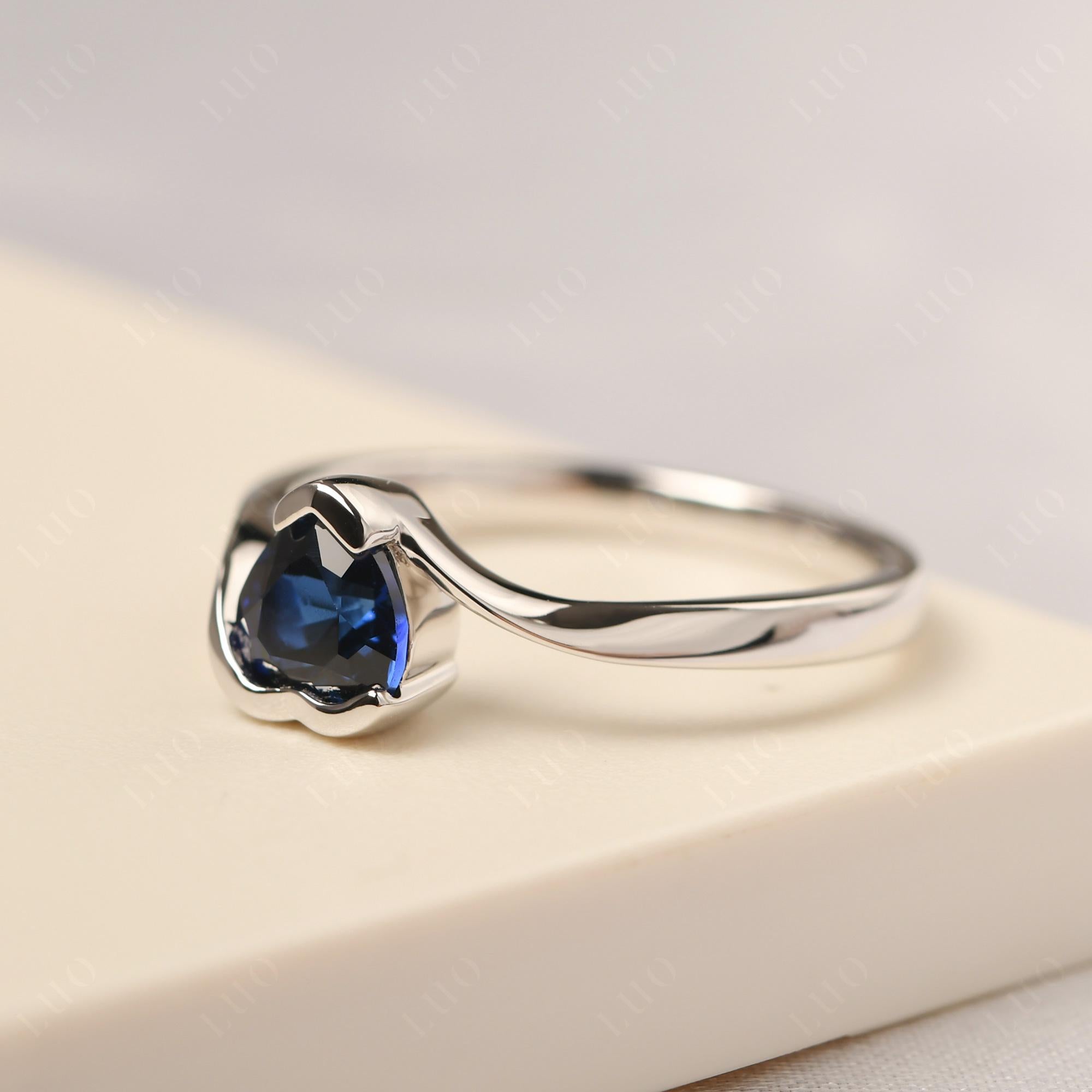 Heart Sapphire Solitaire Engagement Ring - LUO Jewelry