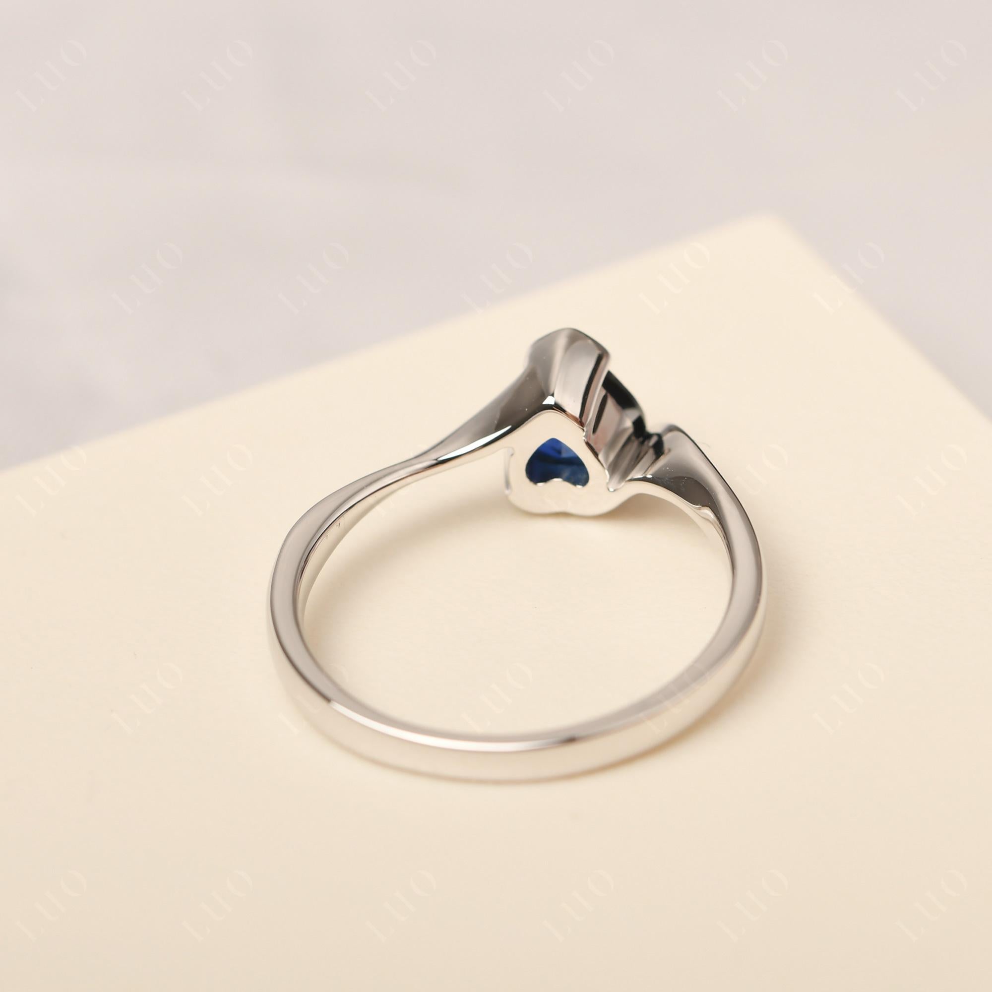 Heart Sapphire Solitaire Engagement Ring - LUO Jewelry
