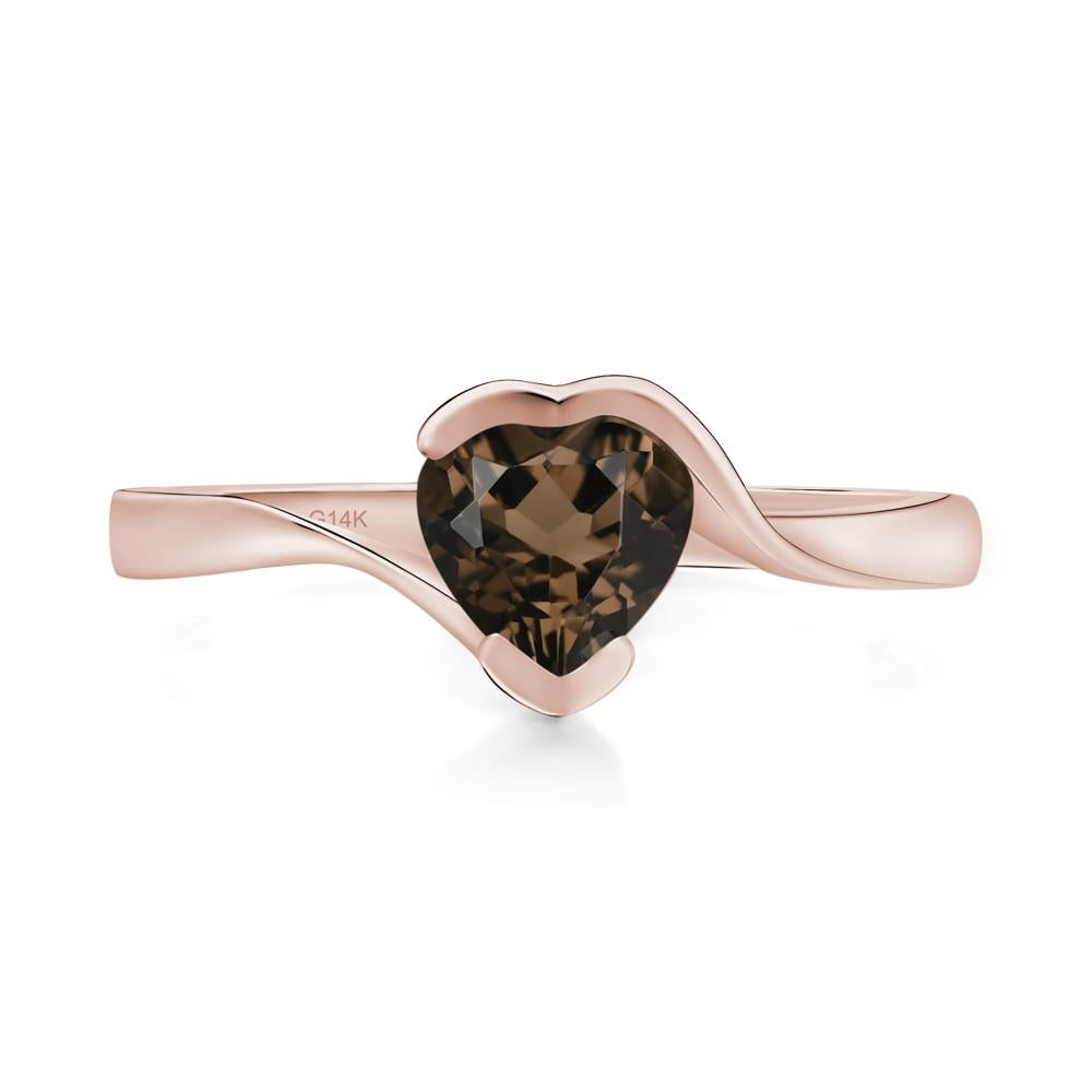 Heart Smoky Quartz Solitaire Engagement Ring - LUO Jewelry #metal_14k rose gold