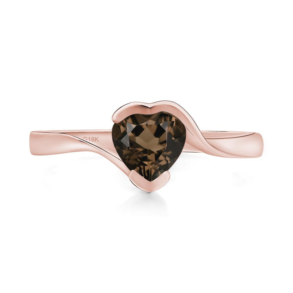 Heart Smoky Quartz Solitaire Engagement Ring - LUO Jewelry #metal_18k rose gold