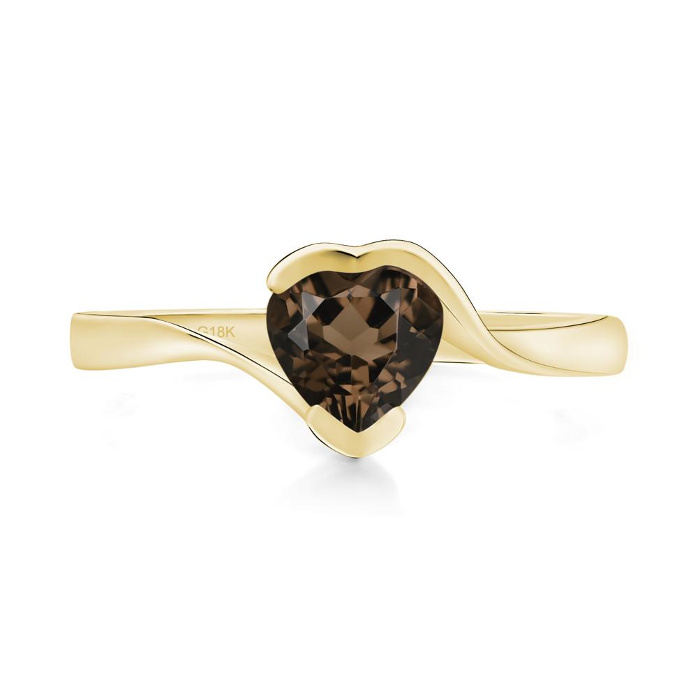 Heart Smoky Quartz Solitaire Engagement Ring - LUO Jewelry #metal_18k yellow gold