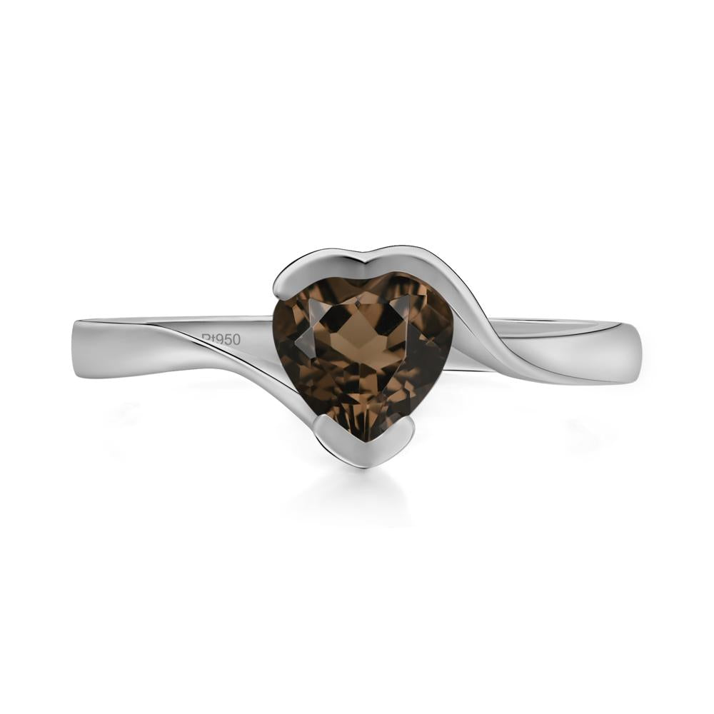 Heart Smoky Quartz Solitaire Engagement Ring - LUO Jewelry #metal_platinum