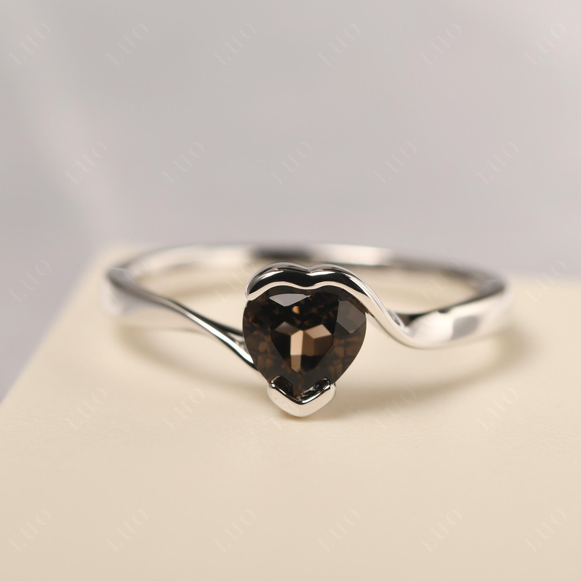 Heart Smoky Quartz Solitaire Engagement Ring - LUO Jewelry