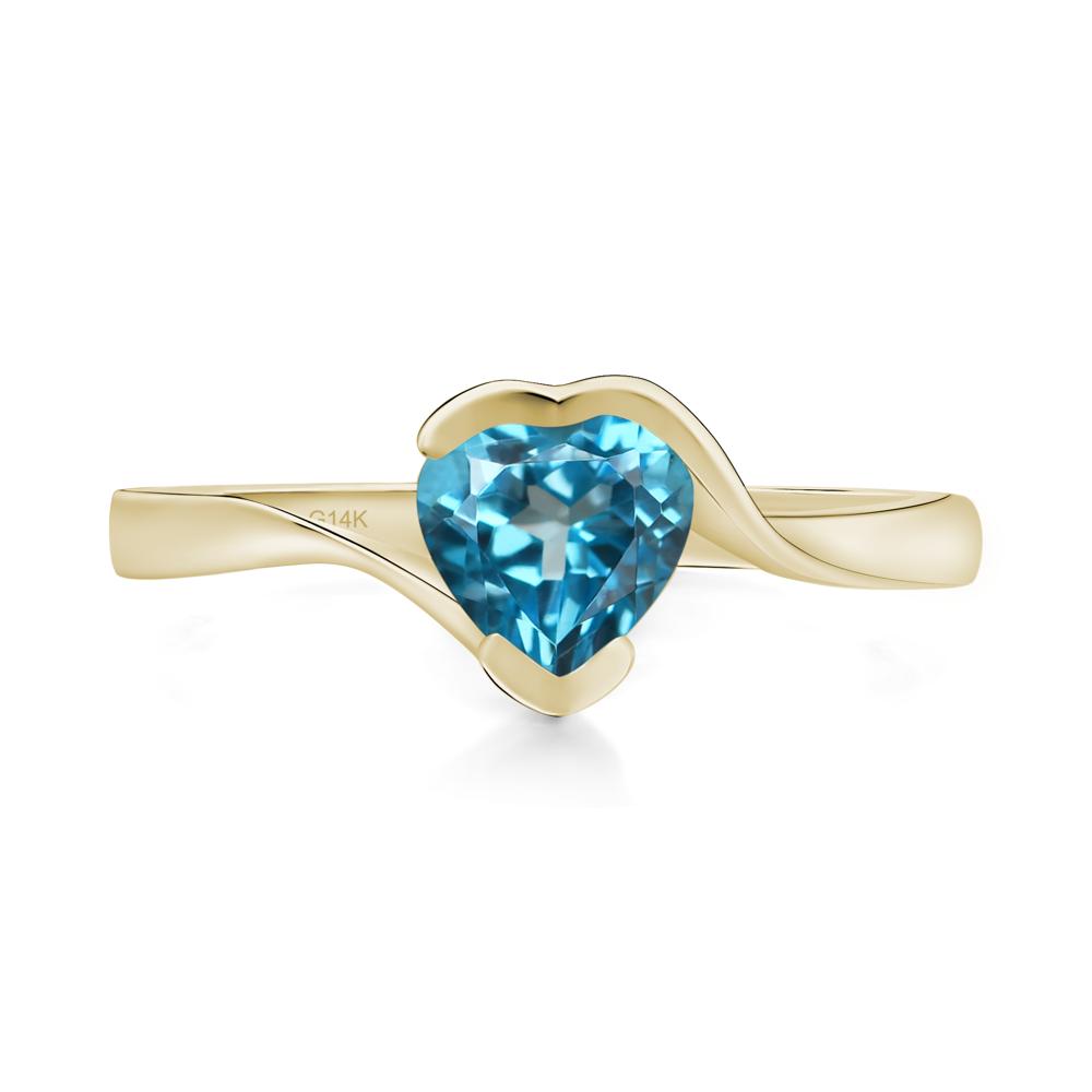 Heart Swiss Blue Topaz Solitaire Engagement Ring - LUO Jewelry #metal_14k yellow gold