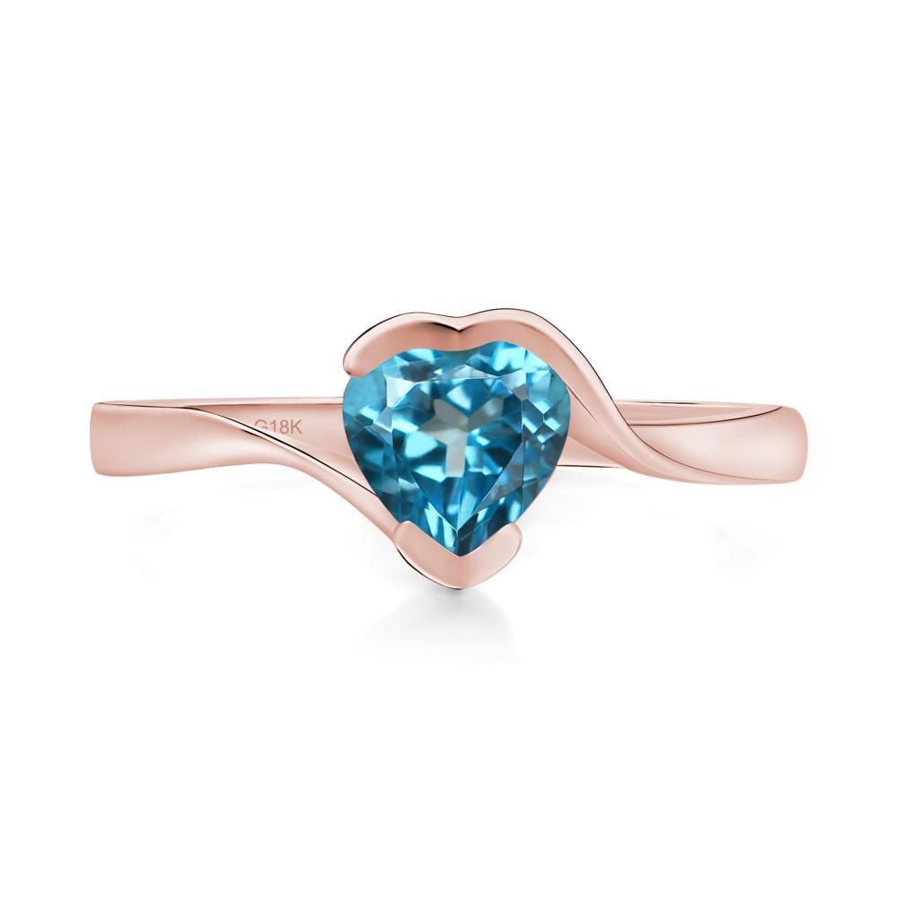 Heart Swiss Blue Topaz Solitaire Engagement Ring - LUO Jewelry #metal_18k rose gold
