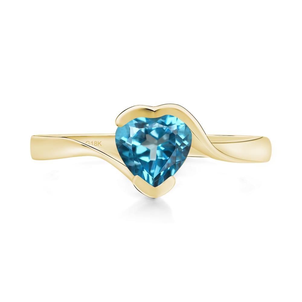 Heart Swiss Blue Topaz Solitaire Engagement Ring - LUO Jewelry #metal_18k yellow gold